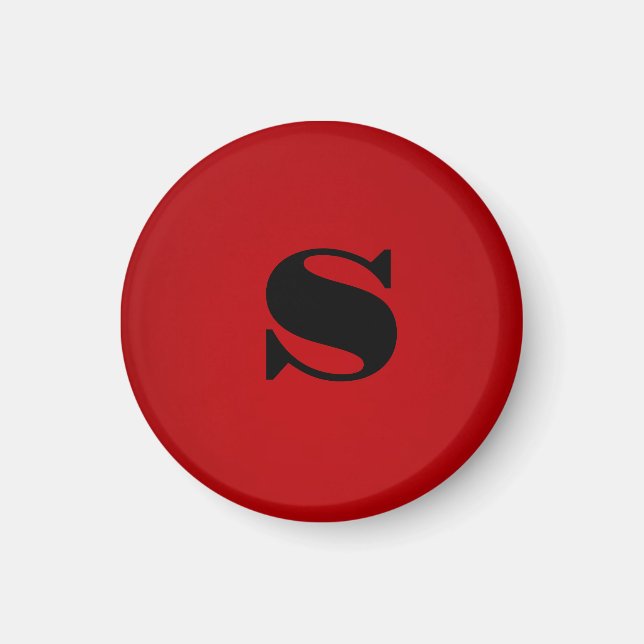 Stylish Red Black Monogram Initial Professional Magnet (Front)