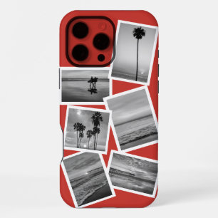 Stylish Red Black & White Custom Photo Collage iPhone 16 Pro Max Case