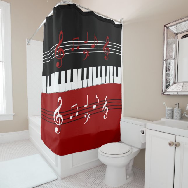 Stylish Red Black White Piano Keys and Notes (In Situ)