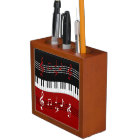 Stylish Red Black White Piano Keys and Notes