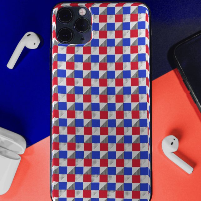 Stylish red Blue black and white abstract pattern Case-Mate iPhone Case (Creator Uploaded)