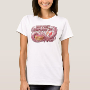 Stylish Red BUT FIRST BRUNCH Custom Tee