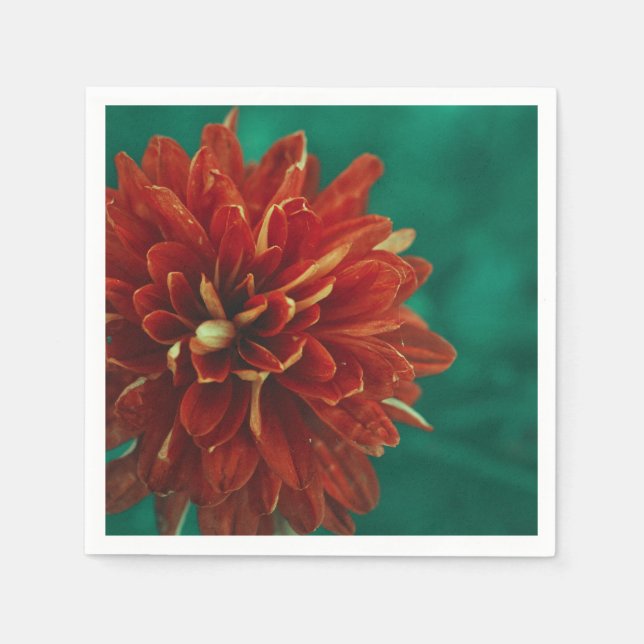Stylish Red Chrysanthemum Flower Paper Napkin (Front)
