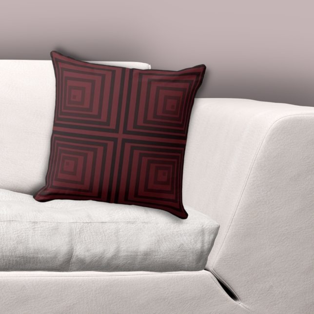Stylish Red Cornered Nested Box Pattern Throw Pillow (Stylish Red Cornered Nested Box Pattern Throw Pillow)