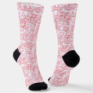 Stylish Red floral pattern pattern on white Socks