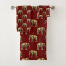 Stylish Red Gold Elephants