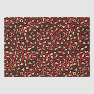 Stylish Red & Gold Foil Leopard Spots Safari Tissue Paper