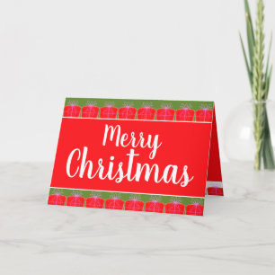 Stylish Red Green and White Holiday Card