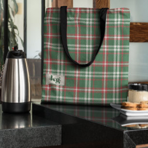 Stylish Red & Green Holiday Colours Plaid Shoulder Tote Bag