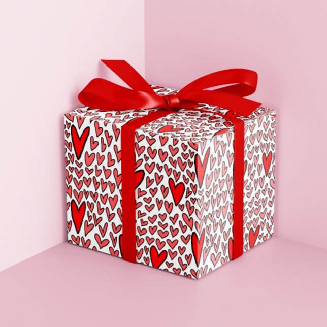 Stylish Red Hearts Pattern Valentines Wrapping Paper (Creator Uploaded)