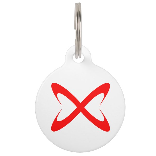 Stylish Red Letter X Monogram Pet Tag (Front)