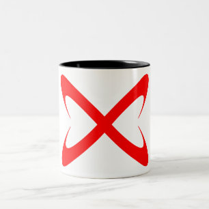 Stylish Red Letter X Monogram Two-Tone Coffee Mug