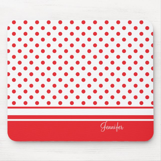 stylish red polka dots mouse pad (Front)
