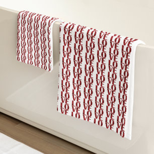 Stylish Red Rose Love Valentine's Day Elegant Bath Towel Set