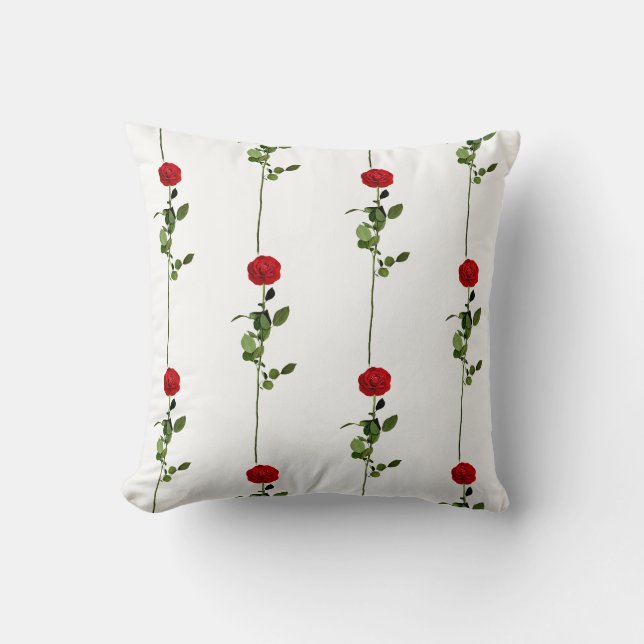 Stylish Red Rose Throw Pillow (Front)