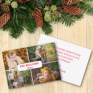  stylish red script 4 photos  holiday collage  card
