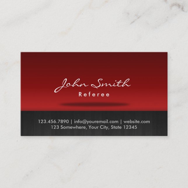 Stylish Red Stage Referee Business Card (Front)