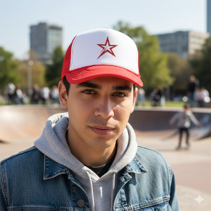 Stylish Red Star Mark Retro Style Trucker Hat