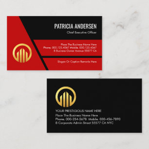 Stylish Red Trapezium Layers Business Owner Card