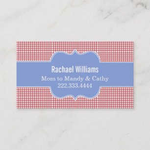 Stylish Red & White Gingham Mommy Play Date Card