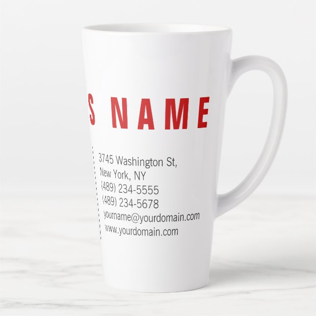 Stylish Red White Modern Minimalist Unique Latte Mug (Right)