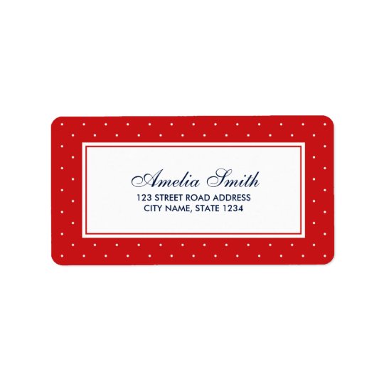 Stylish Red with Classic White Polka Dot Address