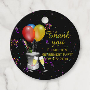 Stylish Retirement Sparkling Wine Thank You Favour Tags