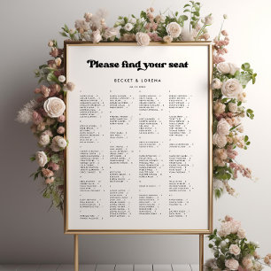 Stylish retro Alphabetical seating chart