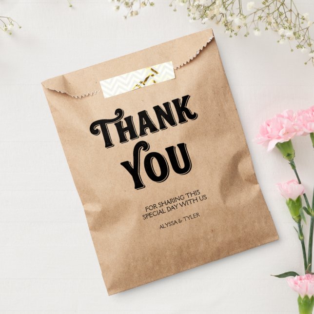 Stylish retro black & Craft wedding  Favour Bag (Sealed)
