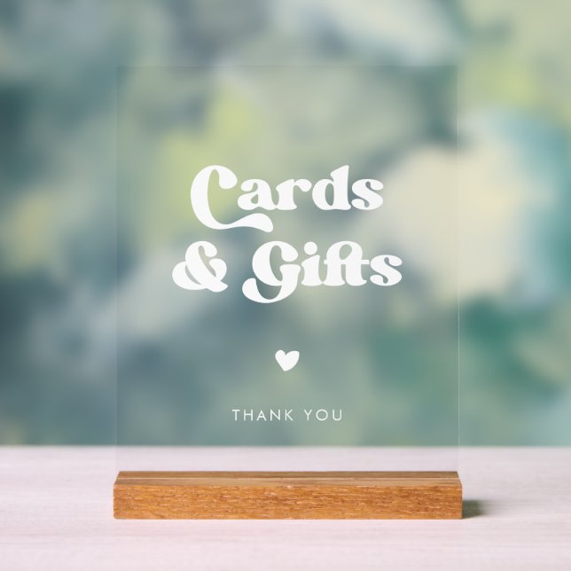 Stylish retro black & white Cards & Gifts wedding Acrylic Sign (Neutral)