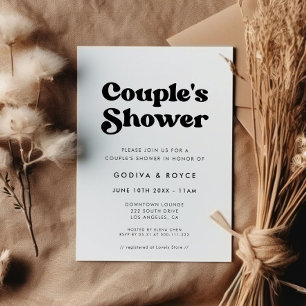 Stylish retro black & white Couple's Shower Invitation