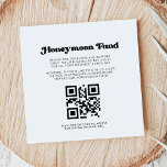 Stylish retro black & white Honeymoon fund QR code Enclosure Card<br><div class="desc">A retro chic theme: adopt this slightly vintage and stylish typographic design for your wedding stationery,  with a classic black and white theme. Customizable text,  colours and backgrounds. Replace the image with your own custom QR code to give your guests access to your digital wishing well.</div>