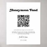 Stylish retro black & white Honeymoon fund QR code Poster<br><div class="desc">A retro chic theme: adopt this slightly vintage and stylish typographic design for your wedding stationery,  with a classic black and white theme. Customizable text,  colours and backgrounds. Replace the QR code with your own to give your guests access to your digital wishing well.</div>