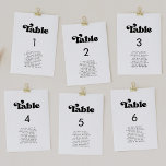 Stylish retro black & white seating chart cards<br><div class="desc">A retro chic theme: adopt this slightly vintage and stylish typographic design for your wedding stationery,  with a classic black and white theme. Customizable text,  colours and backgrounds.</div>