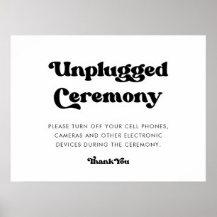 Stylish retro black & white Unplugged ceremony Poster