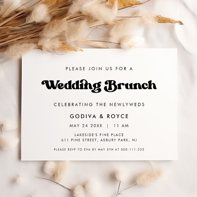 Stylish retro black & white Wedding Brunch Invitation (Creator Uploaded)
