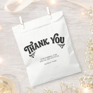 Stylish retro black & white wedding  favour bag