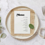 Stylish retro black & white wedding menu<br><div class="desc">A retro chic theme: adopt this slightly vintage and stylish typographic design for your wedding stationery,  with a classic black and white theme. Customizable text,  colours and backgrounds.</div>