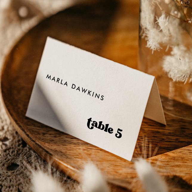 Stylish retro black & white wedding place card (Creator Uploaded)