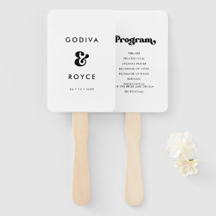 Stylish retro black & white wedding program hand fan