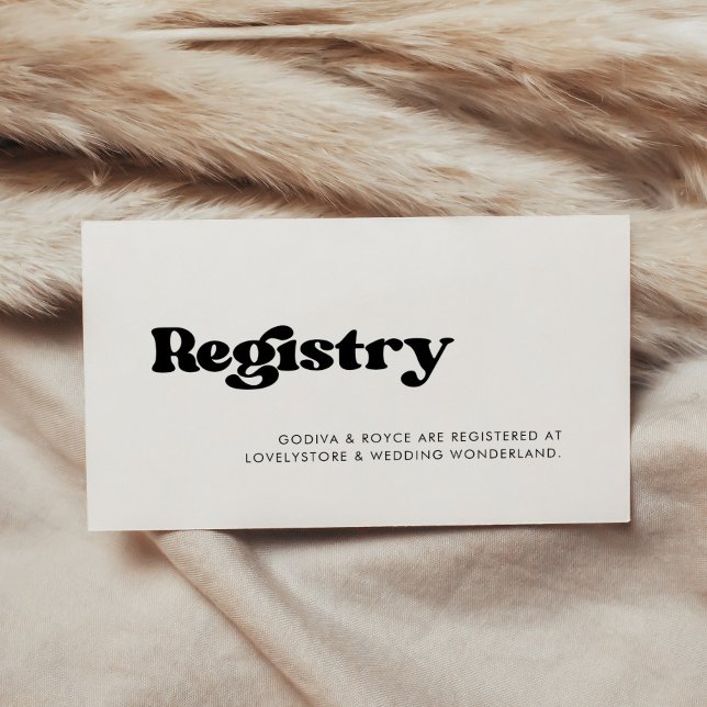 Stylish retro black & white wedding registry enclosure card (Creator Uploaded)