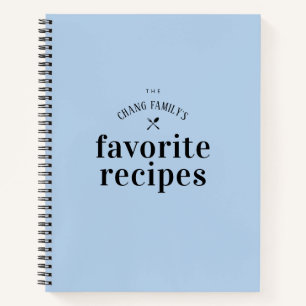 Stylish Retro Blue Personalized Blank Recipe Book