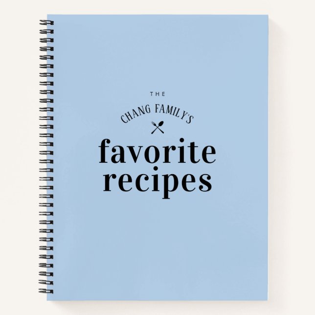 Stylish Retro Blue Personalized Blank Recipe Book (Front)
