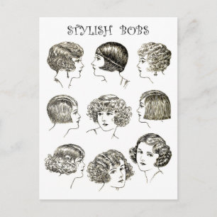 Stylish Retro Bob Hairstyles Postcard