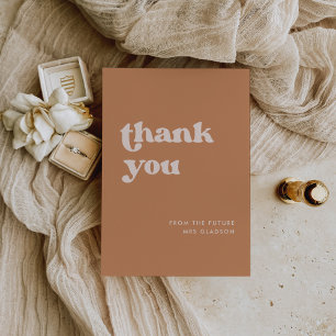 Stylish retro Brown Bridal Shower Thank you card