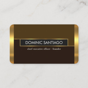 Stylish Retro Brown Shades Gold Layers CEO Business Card