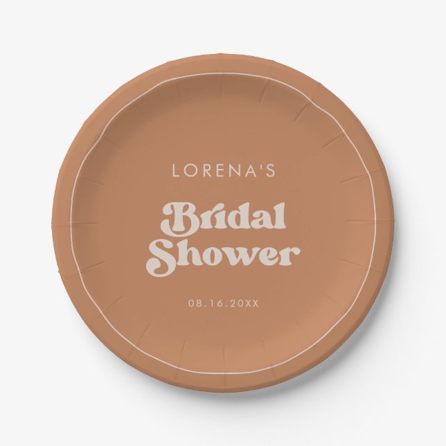 Stylish retro Brown sugar Bridal Shower Paper Plate (Front)