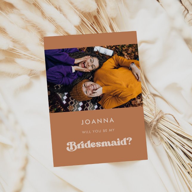 Stylish retro brown sugar Bridesmaid proposal card (Creator Uploaded)