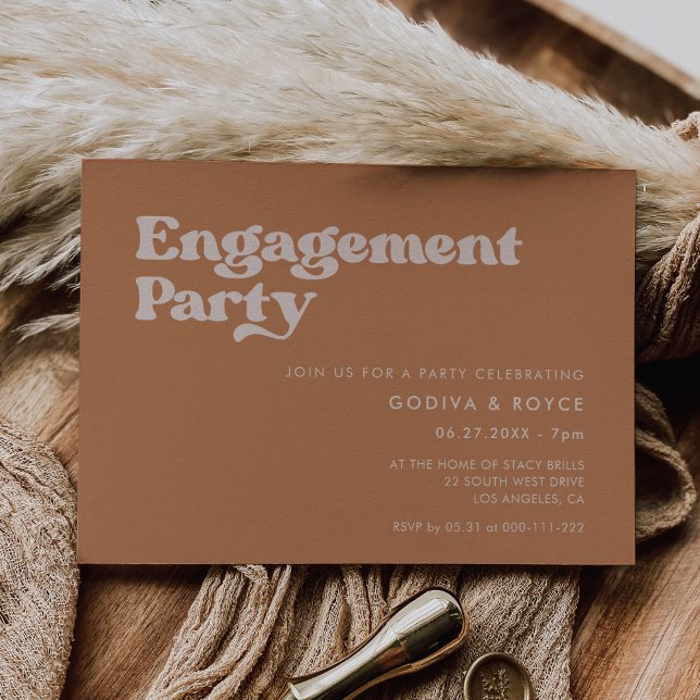 Stylish retro brown sugar Engagement party Invitation (Creator Uploaded)