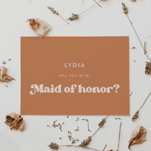 Stylish retro brown sugar Maid of honour card
